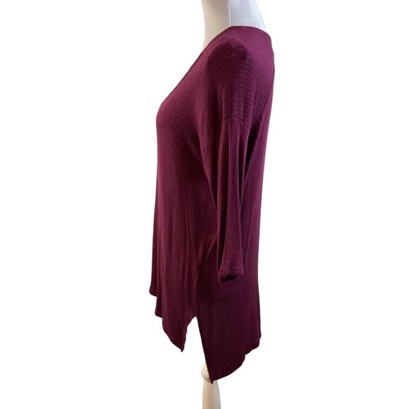 Balkin Quarter Sleeve Small Light Weight Sweater Maroon Ribbed - Picture 2 of 7